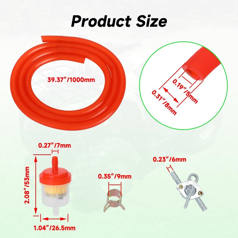 XIKOBY 3.28FT 3/16 Inch ID Gas Fuel Line Compatible with 125cc 110cc Tao tao Coolster Apollo GY6 CRF50 XR50 50cc 90cc Motorcycle Pit Dirt Bike ATV Go Kart Parts with 1/4" Inline Shut Off Valve Petcock - Image 4